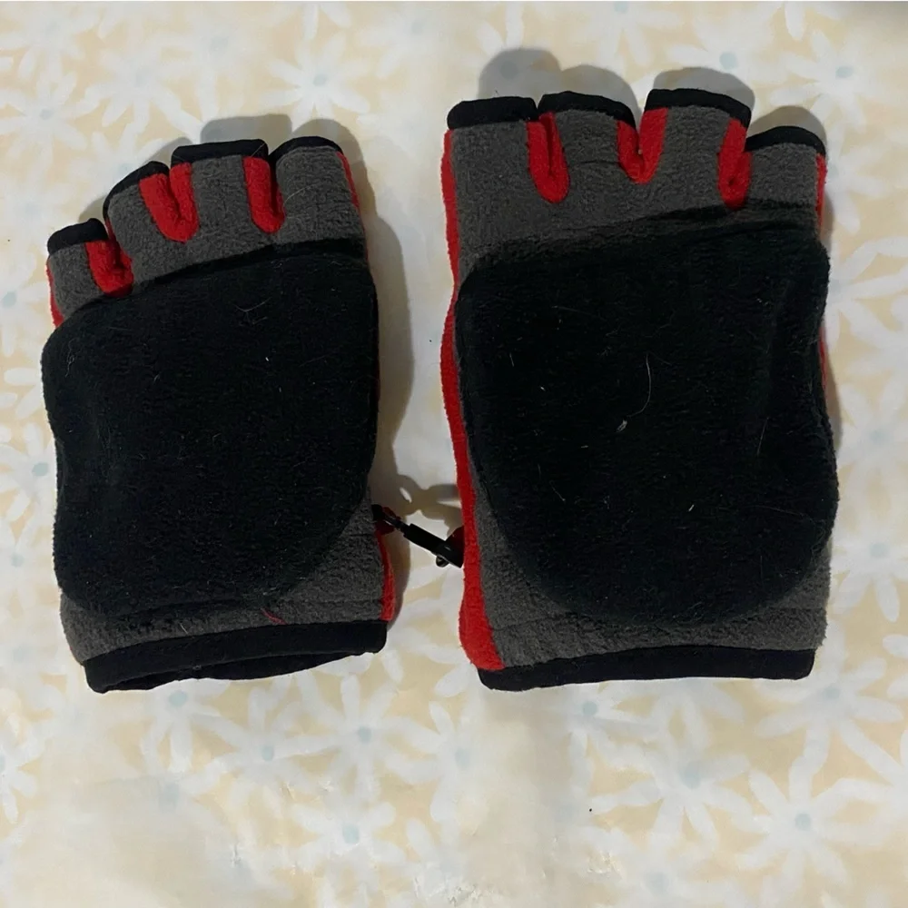 GAP‎ Kids Black and Red Winter Convertible Gloves/Mittens